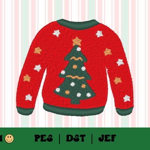 Ugly Christmas Sweater Embroidery File // Cute Holiday Embroidery Design, PES, DST, Jef, Trendy Files for Machine Embroidery, Christmas