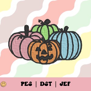 Pastel Pumpkin Patch Applique // Jack o Lantern PES, Trendy Machine Embroidery, Halloween DST, Aesthetic Embroidery Design, Jef, Pumpkin pes