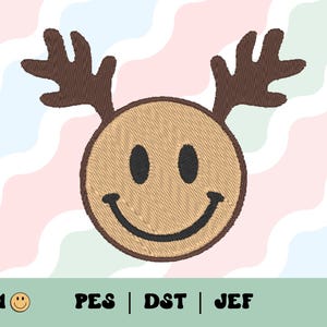 Reindeer Embroidery File // Christmas Holiday Stitch Design, Festive Reindeer Embroidery Pattern, Digital Download, Retro PES, JEF, Dst