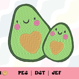 Mamacado Embroidery File // Mother's Day Embroidery, Machine Embroidery, PES, DST, Jef, Mom and Baby Avocado Embroidery File, Cute, Funny