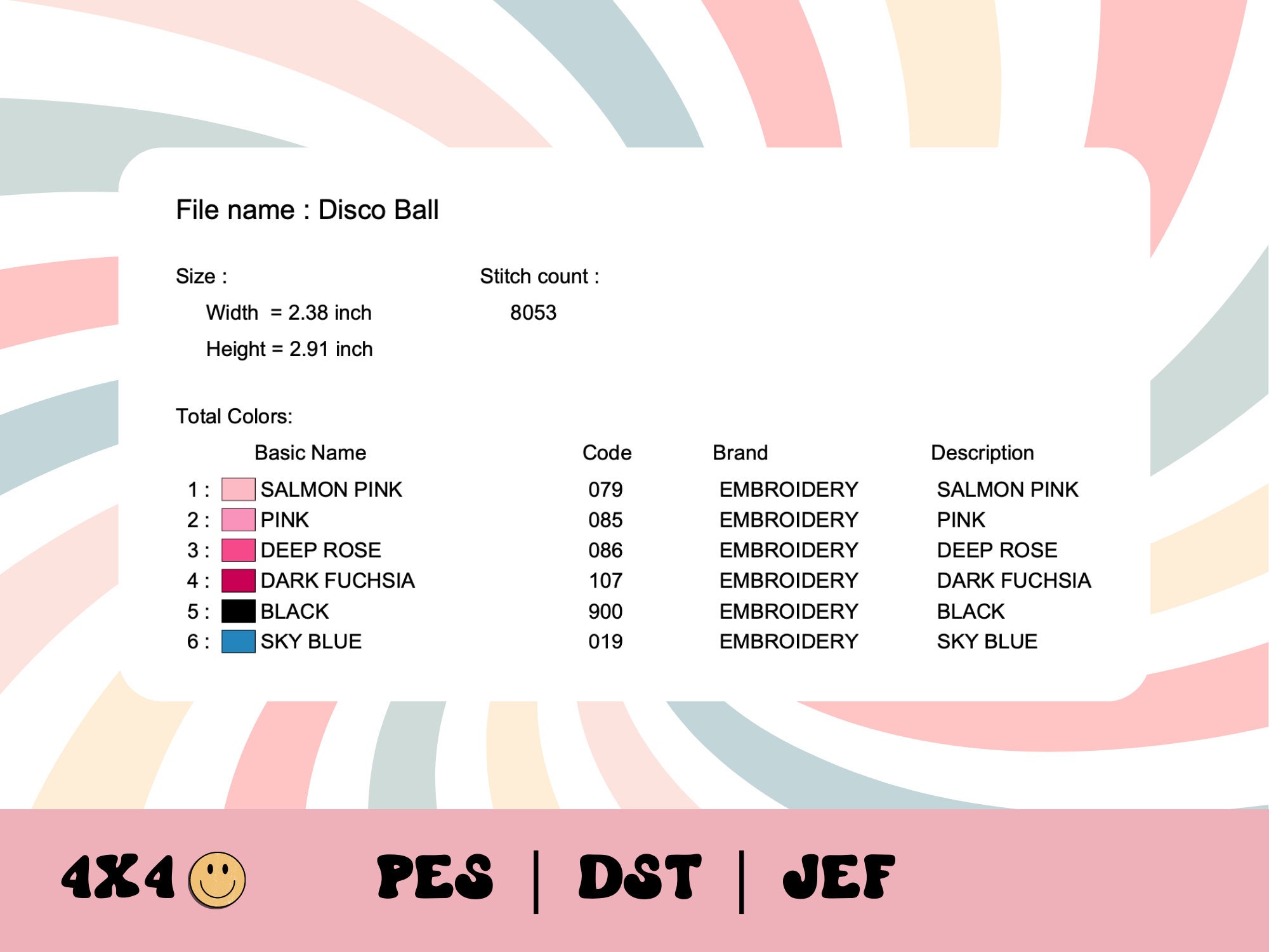 Disco Ball Embroidery File // Groovy Machine Embroidery Disco Etsy