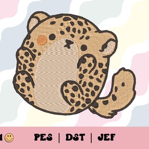 Baby Leopard Embroidery File // Cute Animal Machine Embroidery, Jungle Baby Design, PES, DST, JEF, 4x4 Hoop, Chubby Leopard