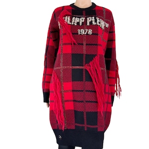 Philipp Plein tartan sweater , handmade embllished