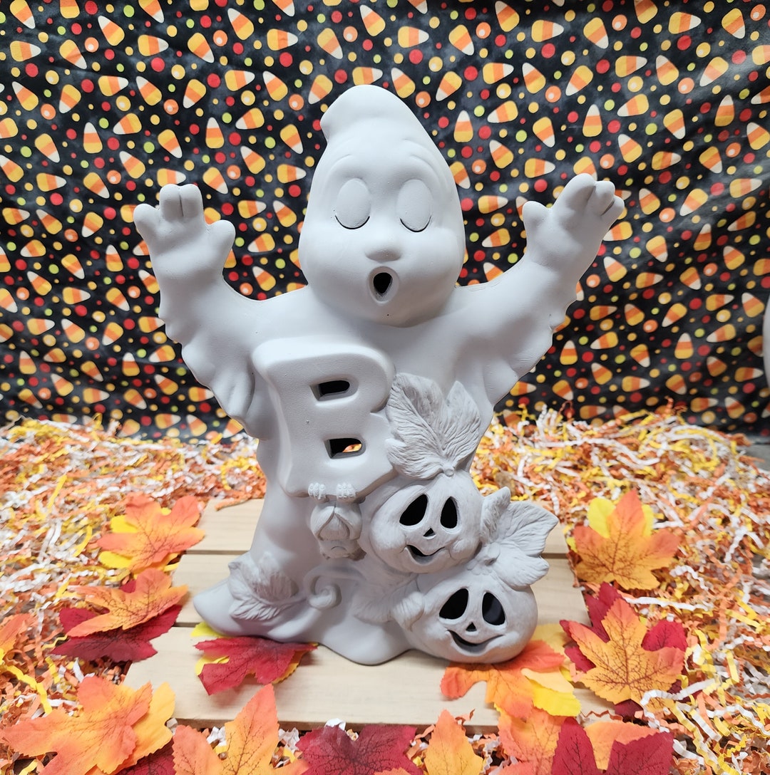 Ceramic Bisque Holland BOO Ghost Lamp, Light Kit Not Included. - Etsy