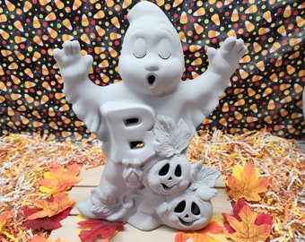 Lámpara de cerámica bizcochada holandesa BOO Ghost, kit de iluminación no incluido.