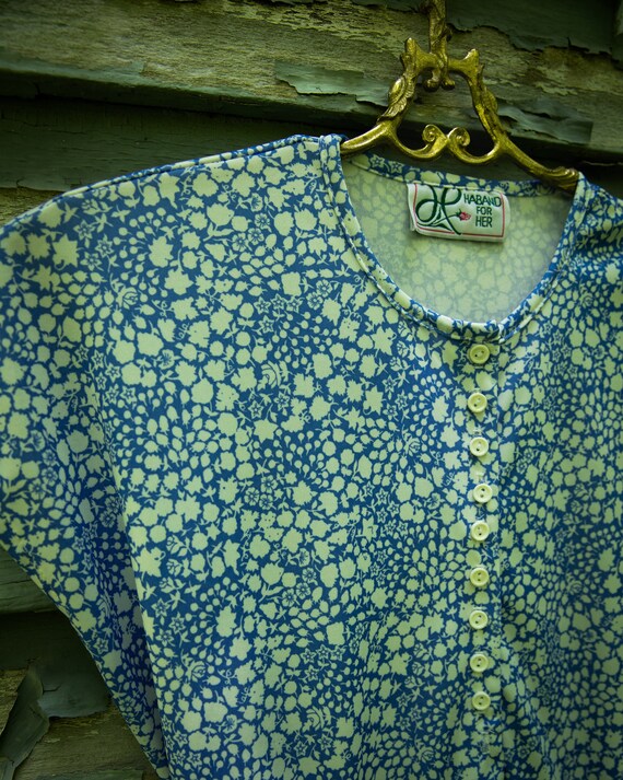 Vintage Blue and White Floral Print Dress - image 4
