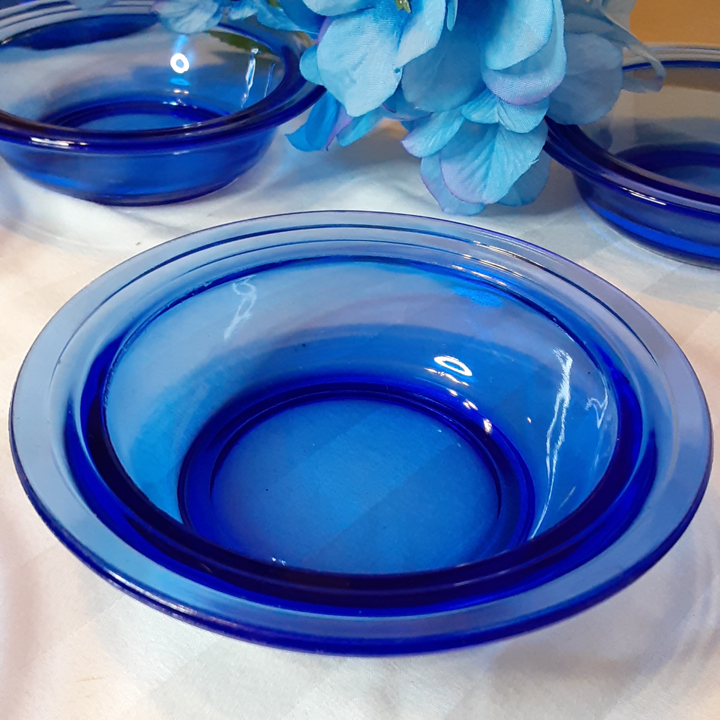 Vintage Cobalt Blue Dessert Bowls Hazel Atlas Ritz Blue Etsy