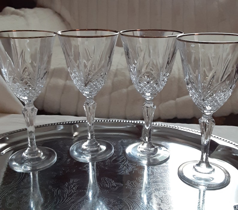 Gold Rimmed Crystal Stemwarecristal De Flandre Red Wine Glasses 4