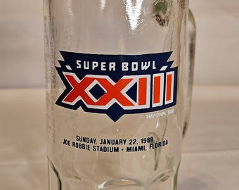 Fisher Nuts Superbowl XXIII NFL Mug-Fisher Nuts Beer Mug-Superbowl 1989 Commemorative Beer Mug-Vintage NFL Tall Beer Mug