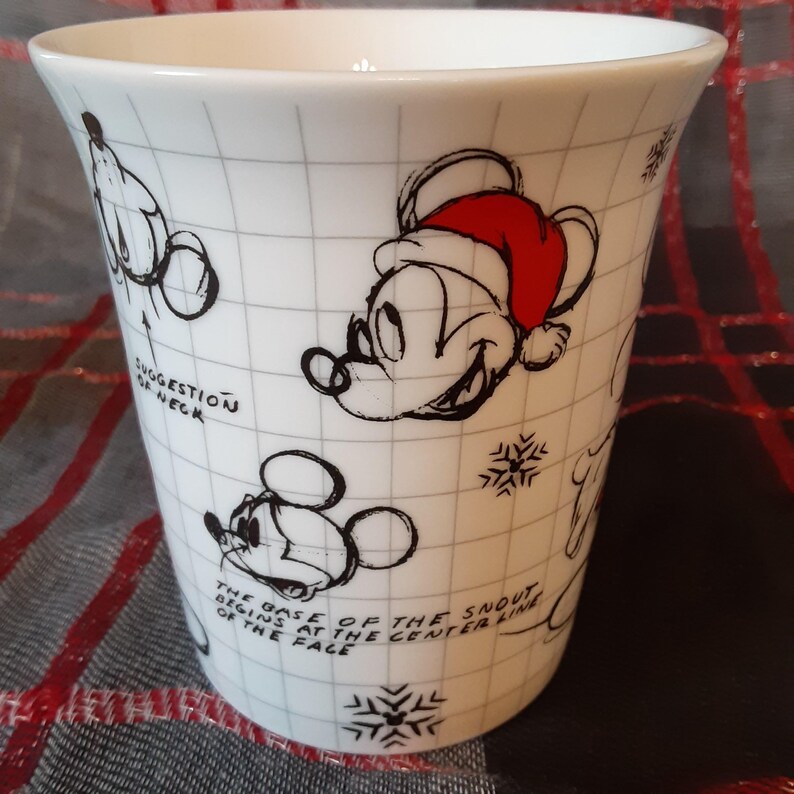 Walt Disney Mickey Minnie Mouse Sketchbook Ceramic Coffee Mug-Disney Collectible Christmas Holiday Mug-Vintage Mickey and Minnie Mouse Mug
