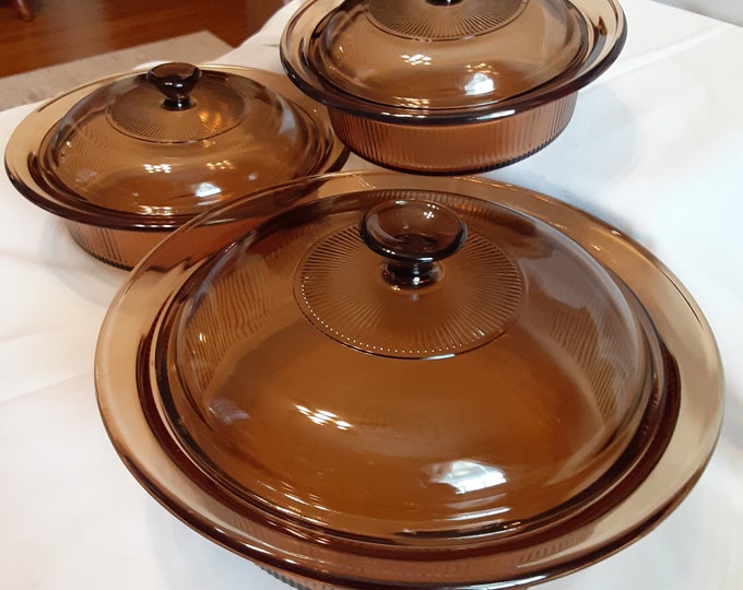 Pyrex Corning Visions Casserole Dishesvisions Amber Glass Casserole