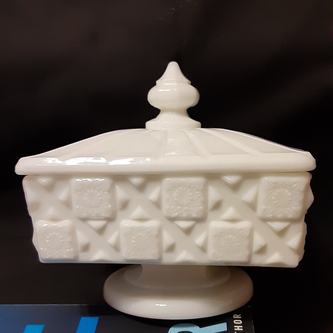 Vintage Milk Glass Lidded Square Candy Dishwestmoreland White Etsy