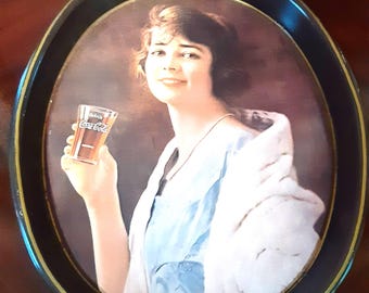Vintage Coca-Cola Flapper Girl Tray: 1973 Metal Reproduction, USA Made