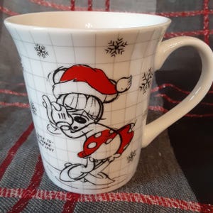 Walt Disney Mickey Minnie Mouse Sketchbook Ceramic Coffee Mug-Disney Collectible Christmas Holiday Mug-Vintage Mickey and Minnie Mouse Mug