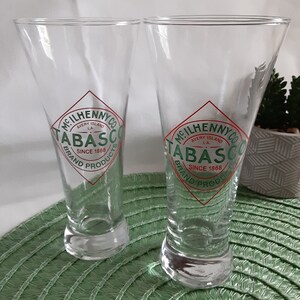 TABASCO Set Of 2 Bloody Mary Glasses Mc ilhenny Hot Sauce Barware Stemmed  Goblet