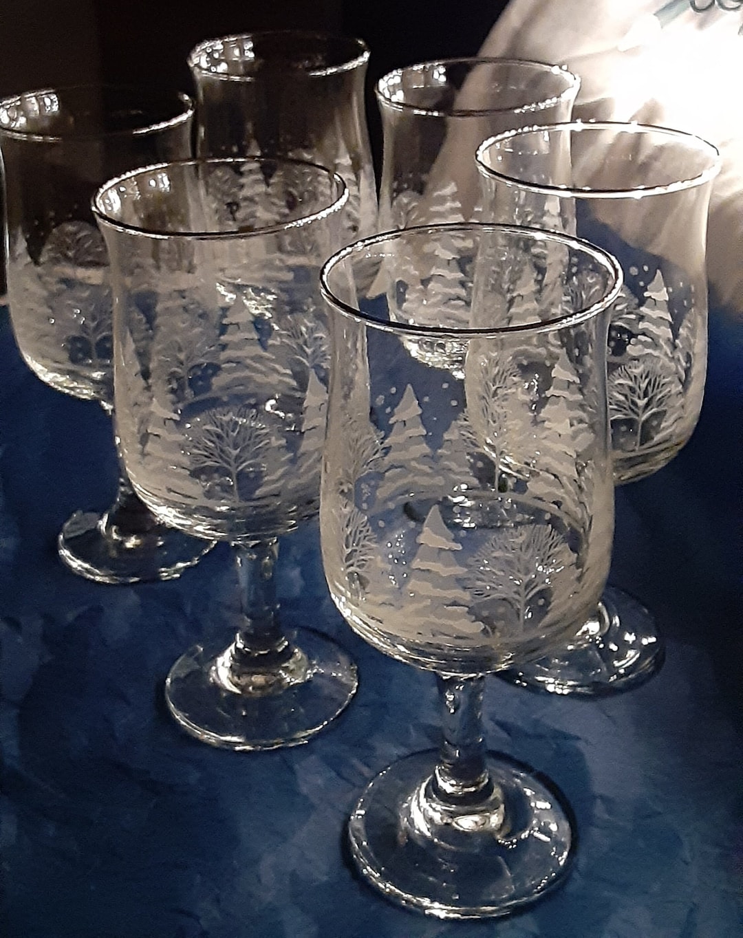Vintage Libbey Christmas Wine Glasses 6 Vintage Libbey Winter Etsy