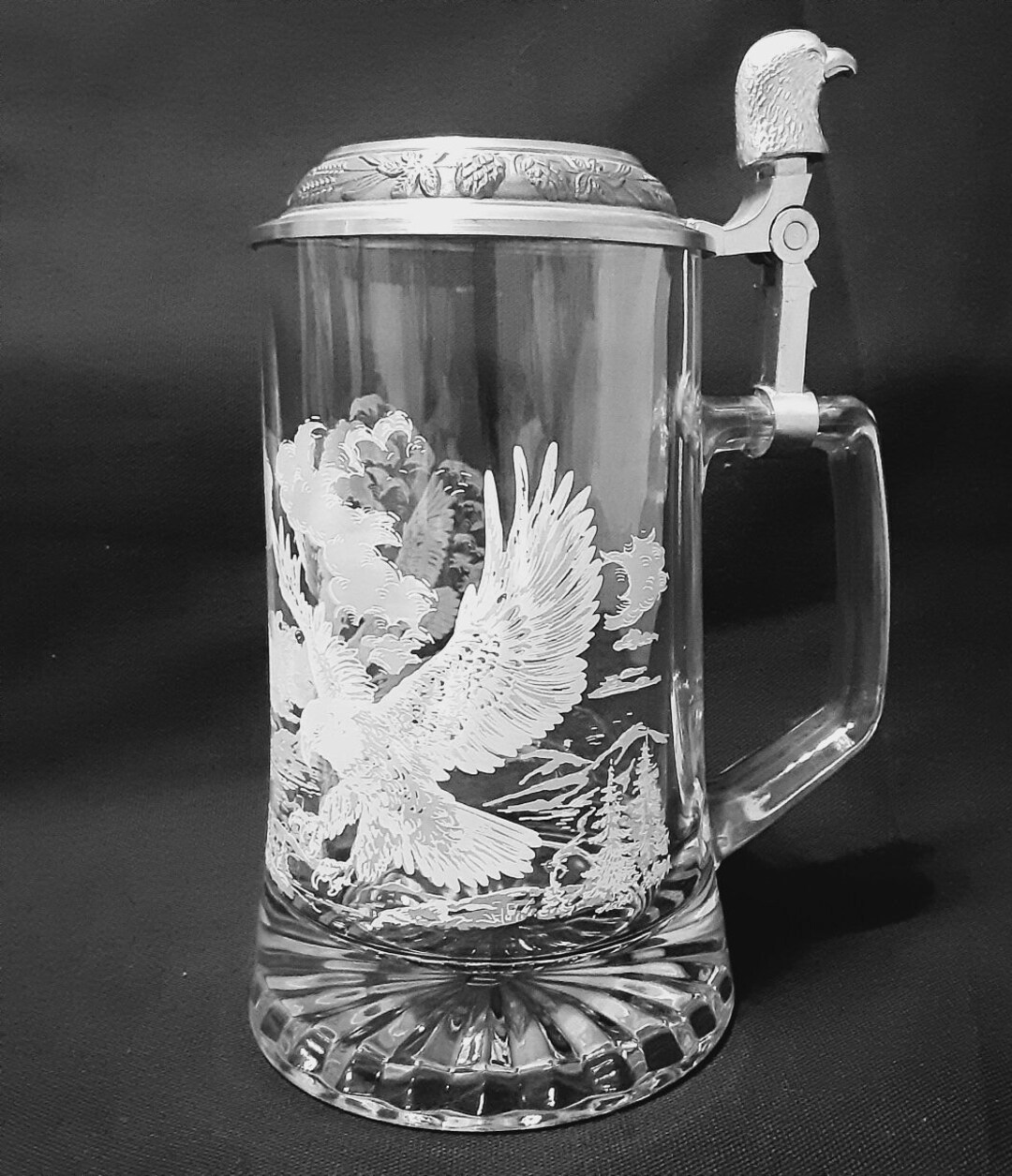 Domex Eagle Beer Steinvintage Etched Beer Stein With Pewter Lidclear
