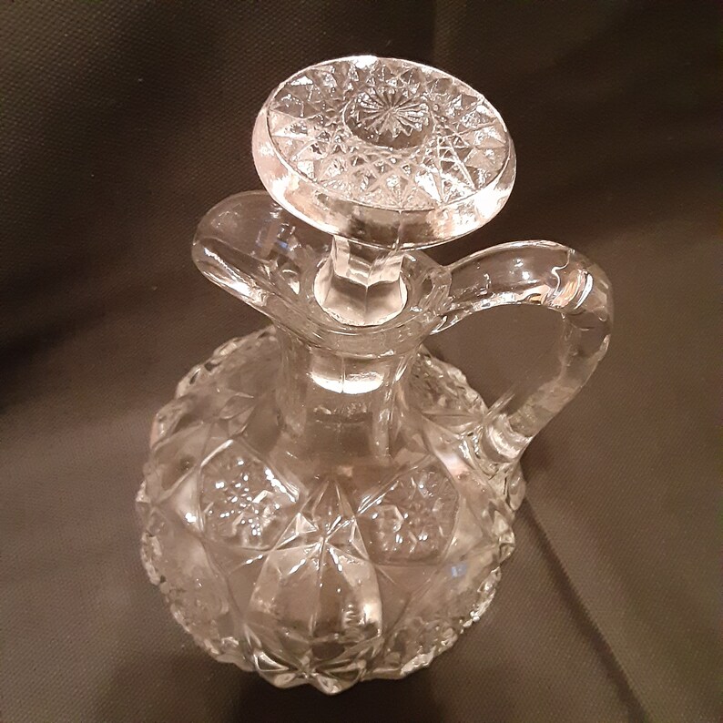 Vintage Cut Crystal Cruetantique Cruet Decanter Bottles Oil Etsy