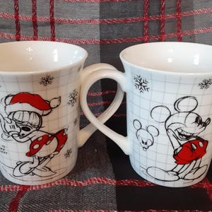Walt Disney Mickey Minnie Mouse Sketchbook Ceramic Coffee Mug-Disney Collectible Christmas Holiday Mug-Vintage Mickey and Minnie Mouse Mug