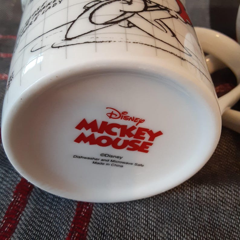 Walt Disney Mickey Minnie Mouse Sketchbook Ceramic Coffee Mug-Disney Collectible Christmas Holiday Mug-Vintage Mickey and Minnie Mouse Mug