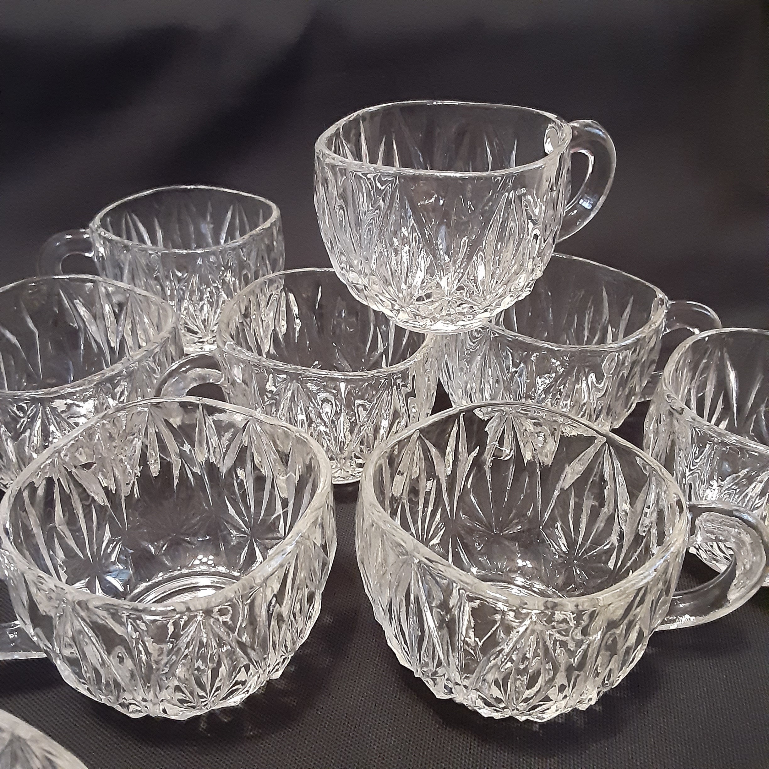 Vintage Clear Glass Punch Bowl Set-1950s Hazel Atlas Williamsport