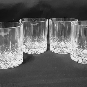 Old Fashioned Whiskey Rocks Clear Crystal Glasses-Capri Crystal Old Fashioned Whiskey Tumblers Set of 4-Wedding Gift-Italian Crystal Barware