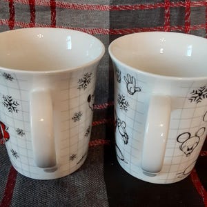 Walt Disney Mickey Minnie Mouse Sketchbook Ceramic Coffee Mug-Disney Collectible Christmas Holiday Mug-Vintage Mickey and Minnie Mouse Mug