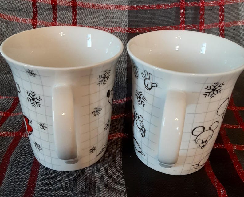 Walt Disney Mickey Minnie Mouse Sketchbook Ceramic Coffee Mug-Disney Collectible Christmas Holiday Mug-Vintage Mickey and Minnie Mouse Mug