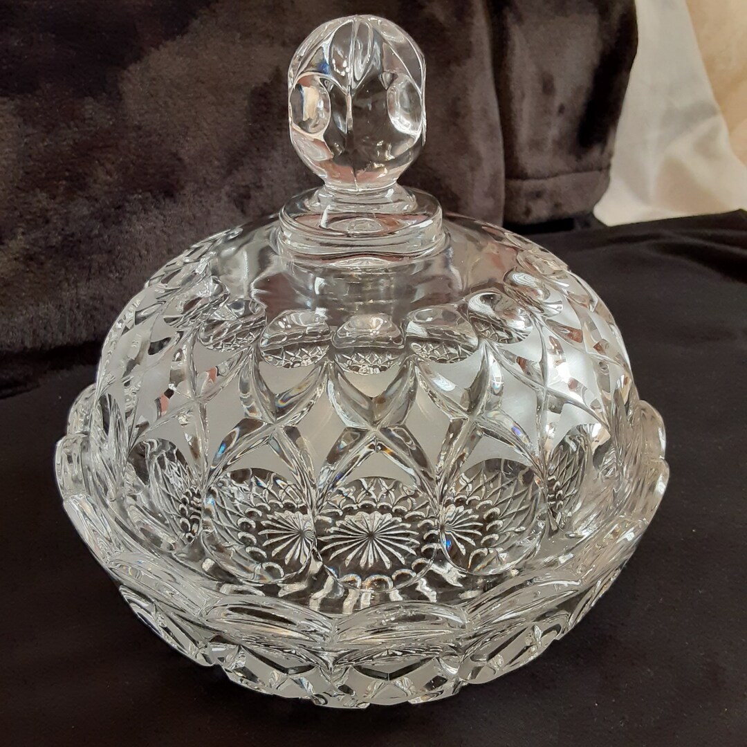 Vintage German Crystal Cut Candy Dishnachtmann Crystal Lidded Etsy