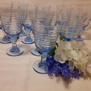 1990s Heavy Clear Glass Wine Glasses- Set of 6