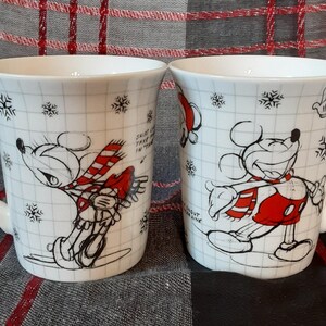 Walt Disney Mickey Minnie Mouse Sketchbook Ceramic Coffee Mug-Disney Collectible Christmas Holiday Mug-Vintage Mickey and Minnie Mouse Mug