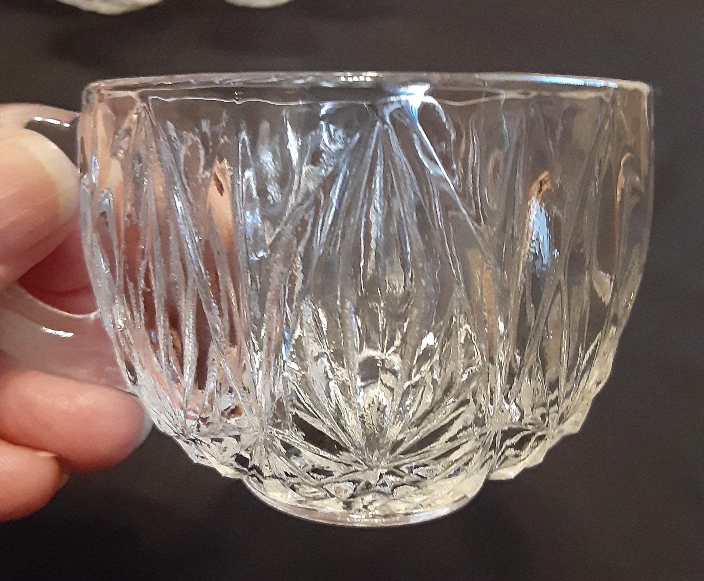 Vintage Clear Glass Punch Bowl Set-1950s Hazel Atlas Williamsport