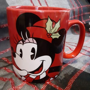 Vintage Minnie Mouse Christmas Mug-Large Disney Minnie Tea Coffee Cup-Holiday Soup Bowl Mug-Minnie Lover&#39;s Gift-Minnie Mouse Collectible Mug