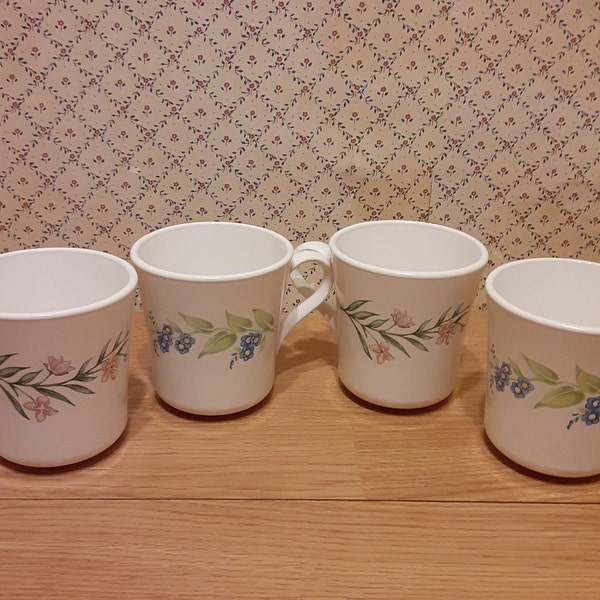 Corningware Vintage Coffee Mugs Teacups-Mix and Match, Corning Coffee Cups, Fruit Design Corning Mugs, Corningware Flower Pattern Cups Mugs