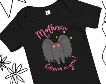 Mottenman baby rompertje | Goth Baby, gotische babykleding, heks Onesie, Goth Onesie, Halloween Onesie, Goth moeder, griezelige schattige baby, Pastel Goth