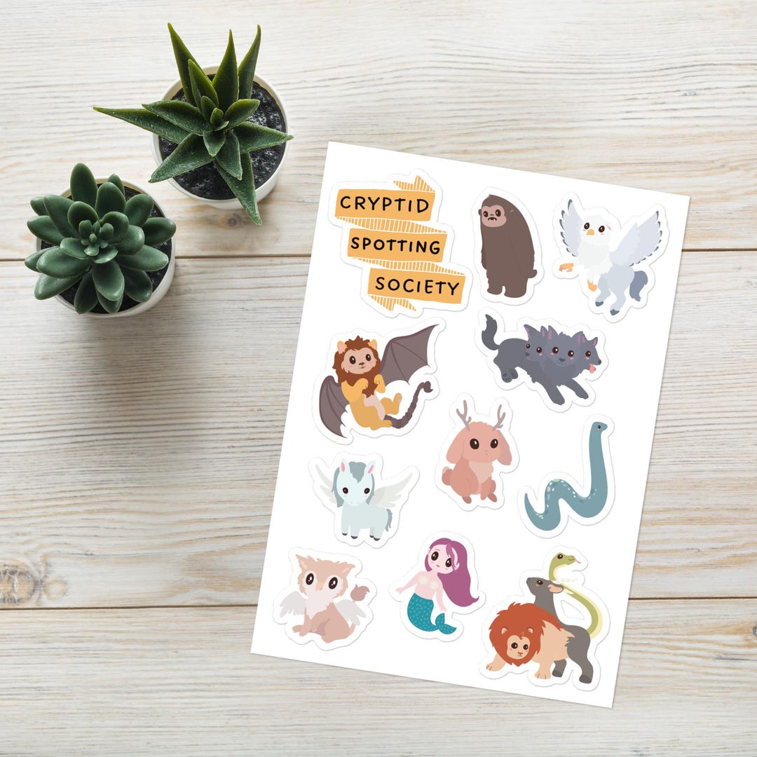 Cryptid Sticker Sheet | Mythology Stickers, Cute Mythological, Bigfoot ...