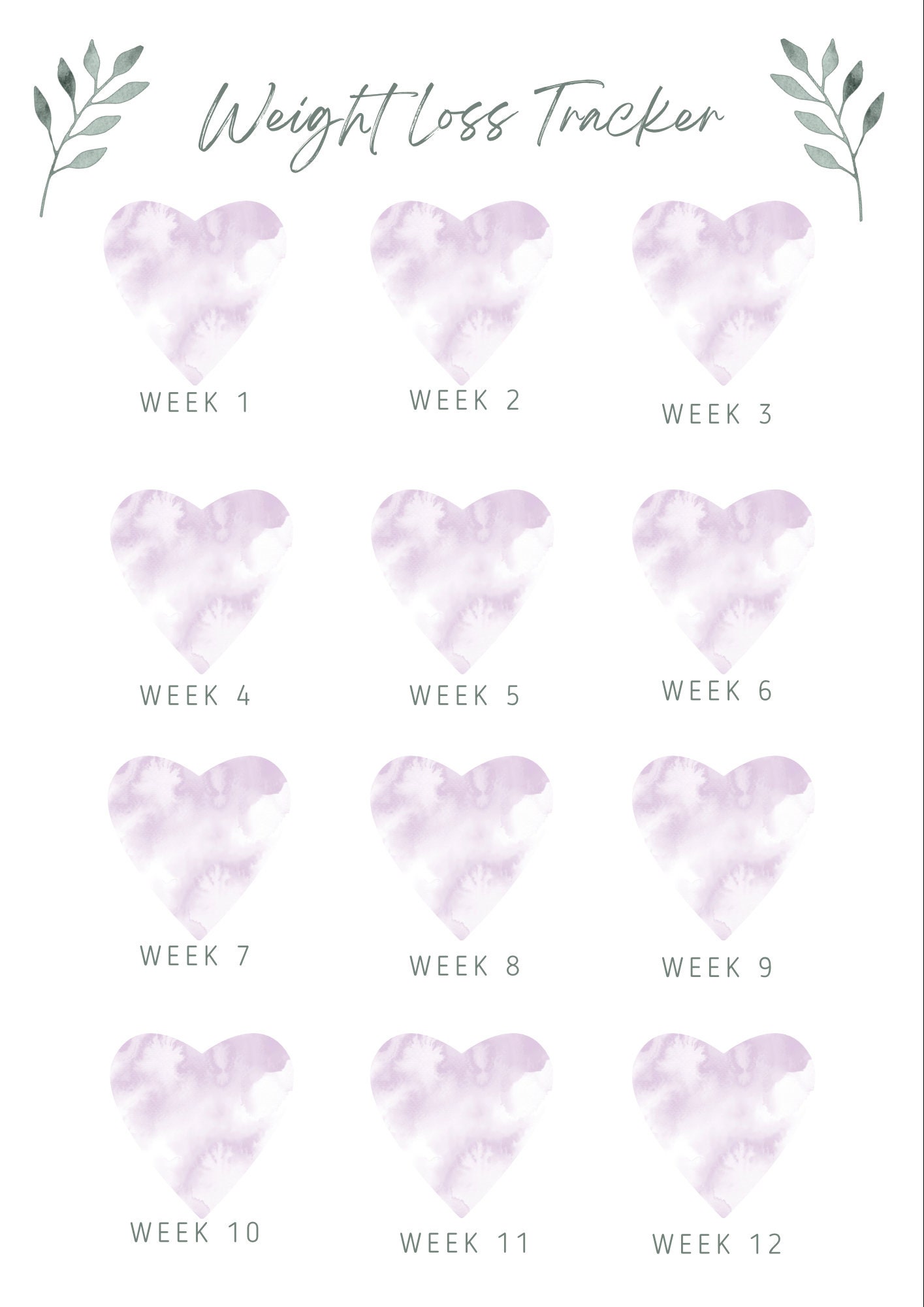 12 Week Weight Loss Tracker (purple) - Etsy