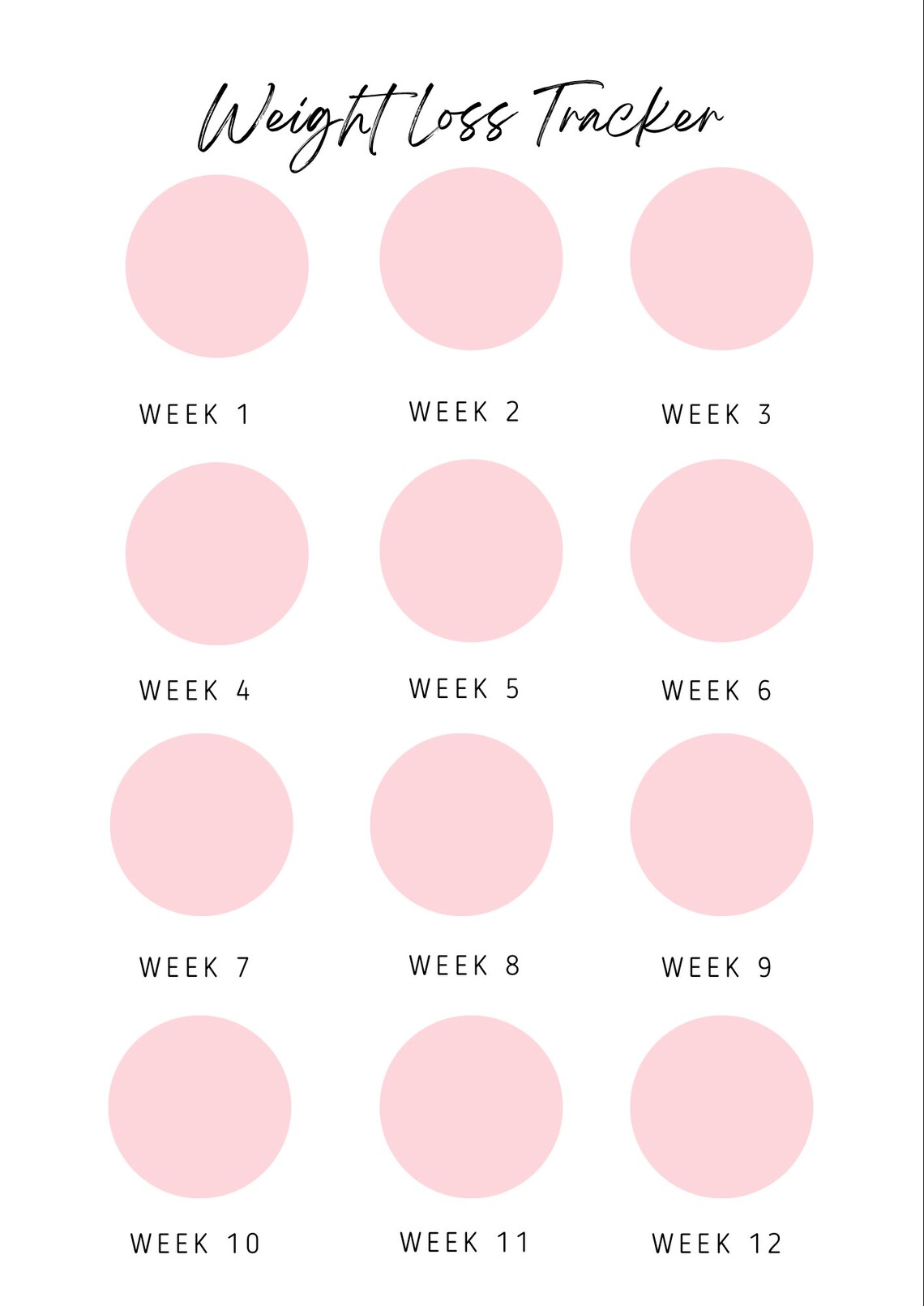 Pink 12 Week Weight Loss Tracker - Etsy