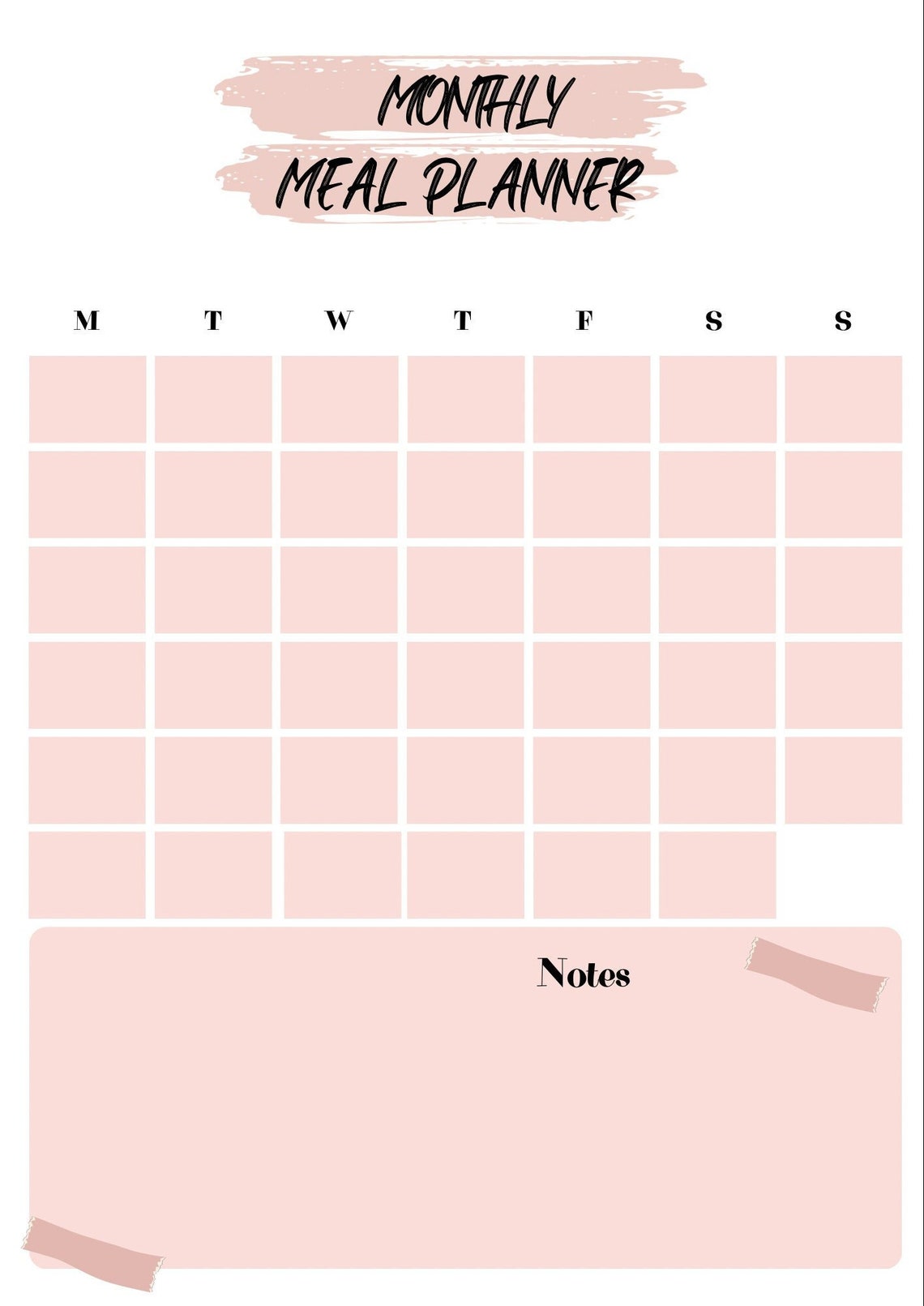 Printable Monthly Meal Planner & Shopping List Etsy