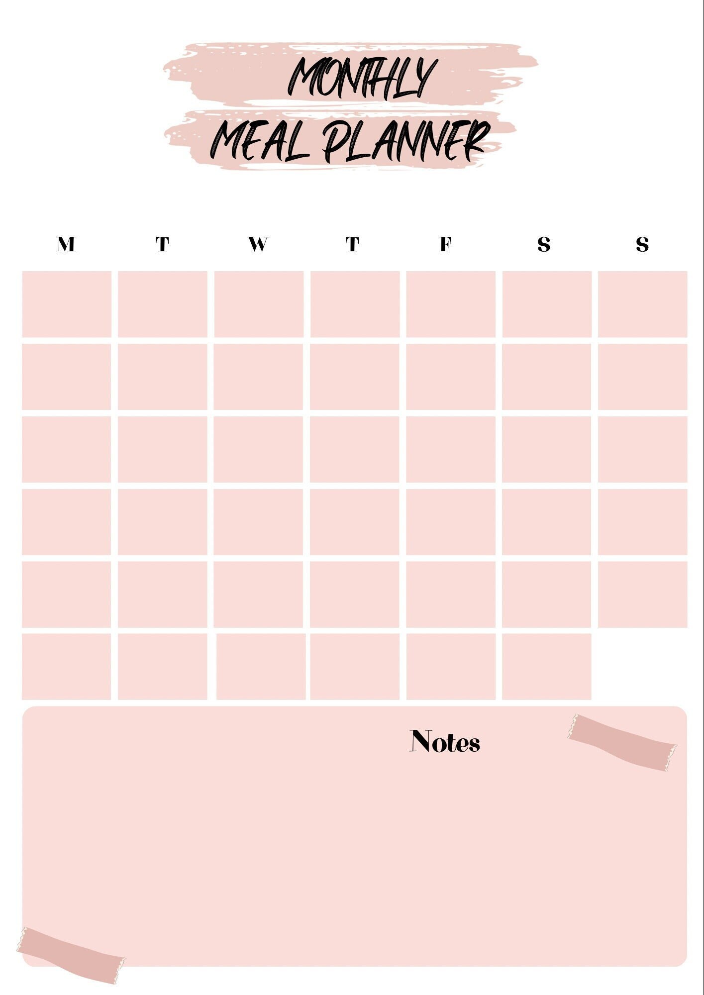 Printable Monthly Meal Planner &amp; Shopping List - Etsy