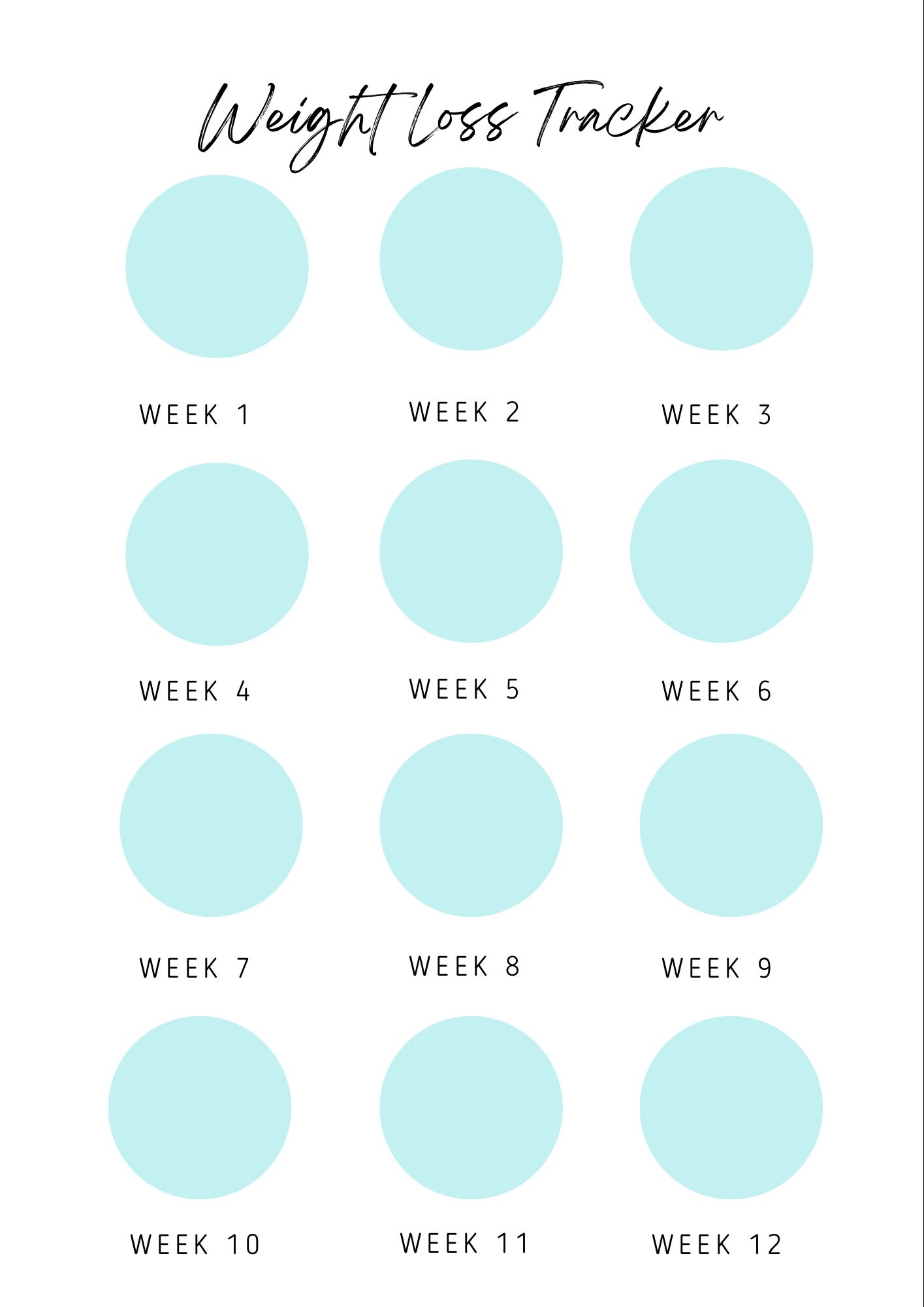 Blue 12 Week Weight Loss Tracker