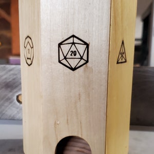 Hexagonal engraved dice tower