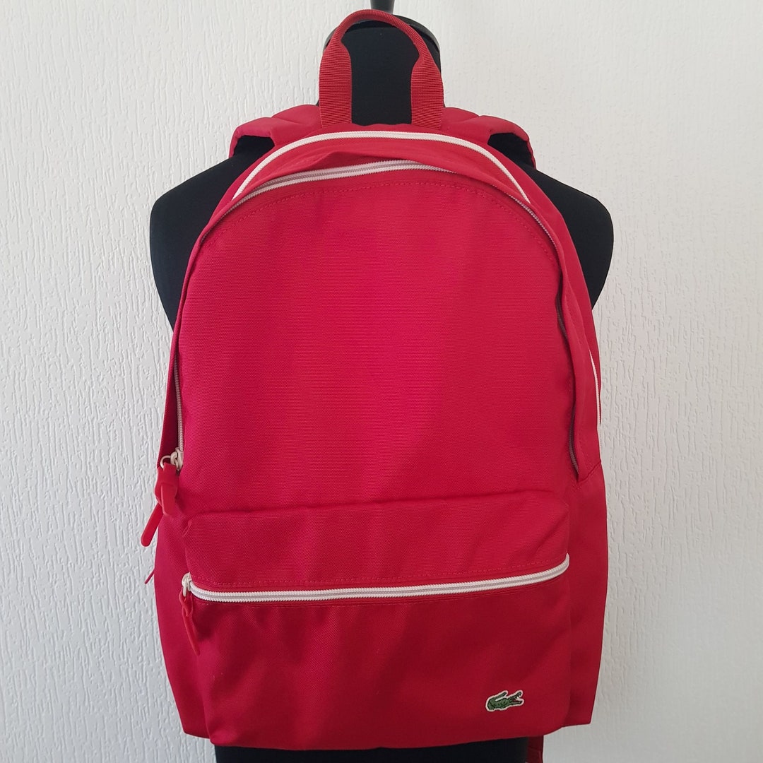 Red Lacoste Backpack Etsy