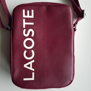 Bolso Lacoste de piel y nailon burdeos