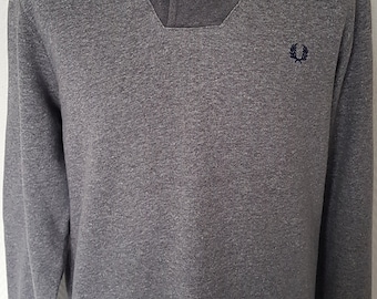 Pull Col Châle Gris Fred Perry