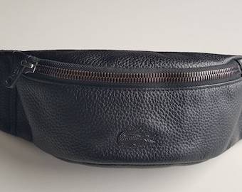 Schwarze Ledergürteltasche Lacoste