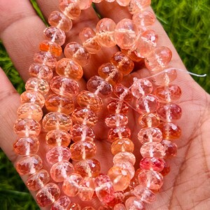 Padparadscha Sapphire Rondelle Beads: Faceted Orange Gemstone, 8-10mm, 16 Inches