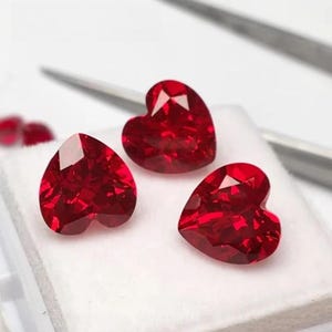 10 Pcs Heart Cut Lab-Grown Red Ruby: 8mm Loose Gemstones For Jewelry Making