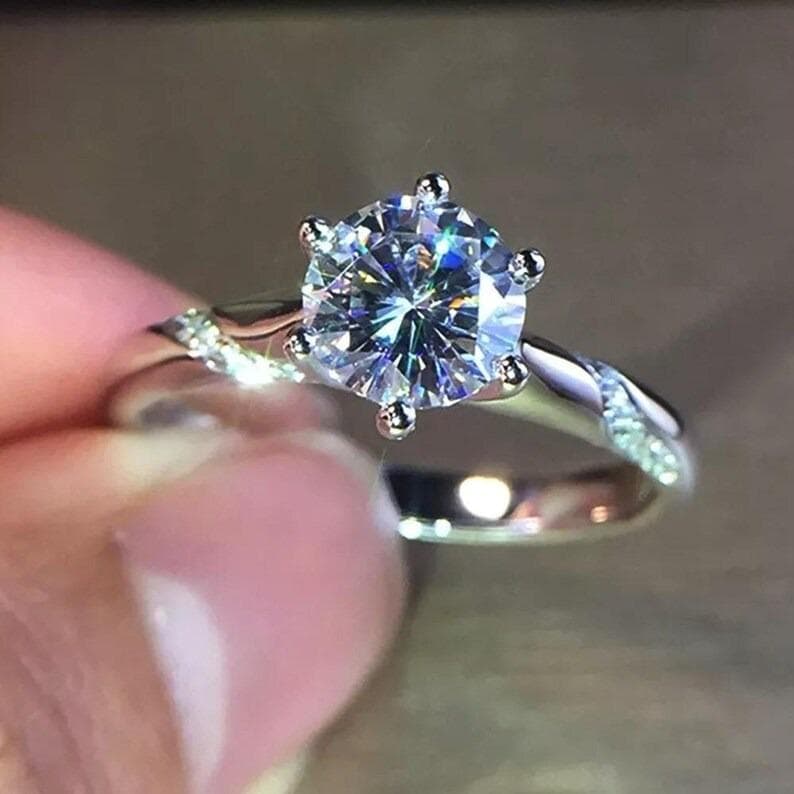 GRA Certificated Real 2CT Moissanite Diamond Wedding Sterling