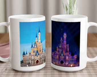 Grand Castle Day & Night (inspired by Disney) / 2021 Design - White 15oz Ceramic Mug
